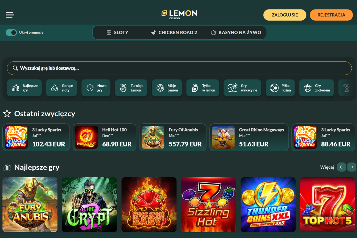 Lemon Casino z obsługą BLIK